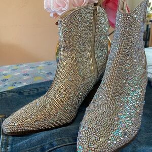 Rhinestone Bling Ankle Boots👢